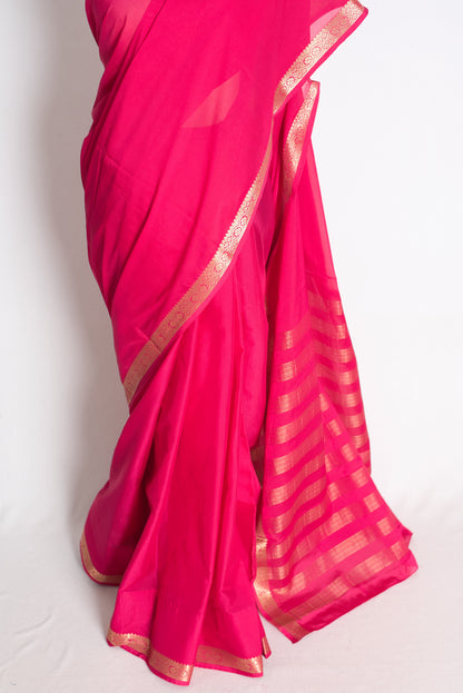 Ritaja: Dark Pink and Gold Budget Friendly Mysore Silk Saree image 6