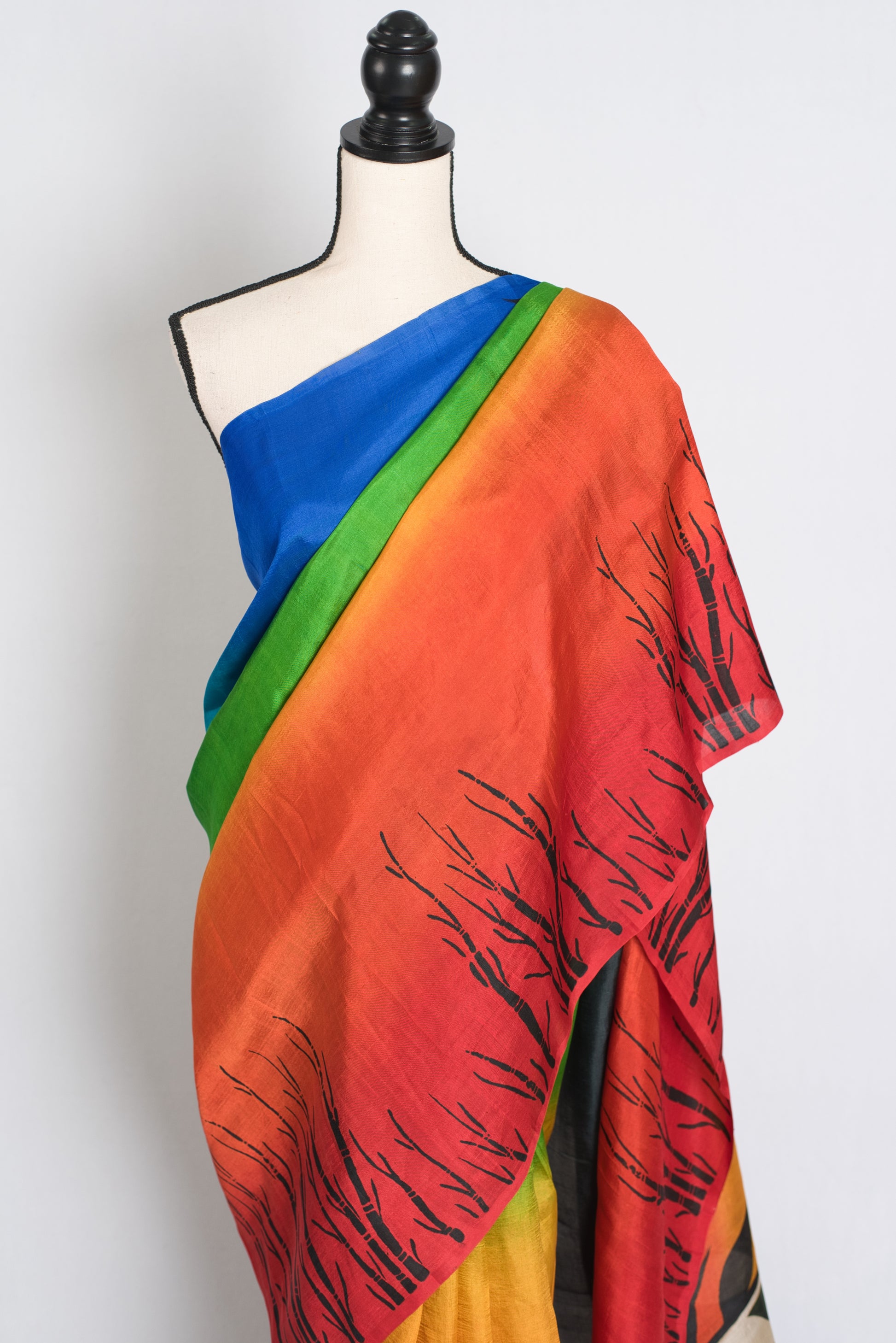 Isha : Exclusive Hand Block Printed Bishnupur Silk Saree image 5