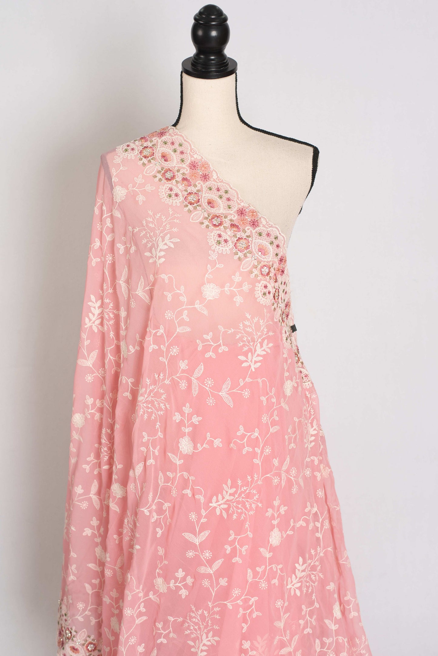 Ragini : Baby Pink Designer Georgette Embroidery Saree image 4