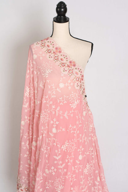 Ragini : Baby Pink Designer Georgette Embroidery Saree image 4