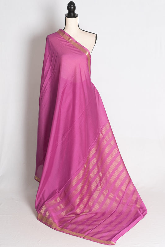 Parul: Purple and Gold Semi Mysore Silk Saree image 1