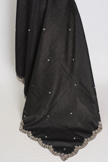 Sunayna | Black Crush Tissue Designer Partywear Saree - Bollywood Fashion image 3