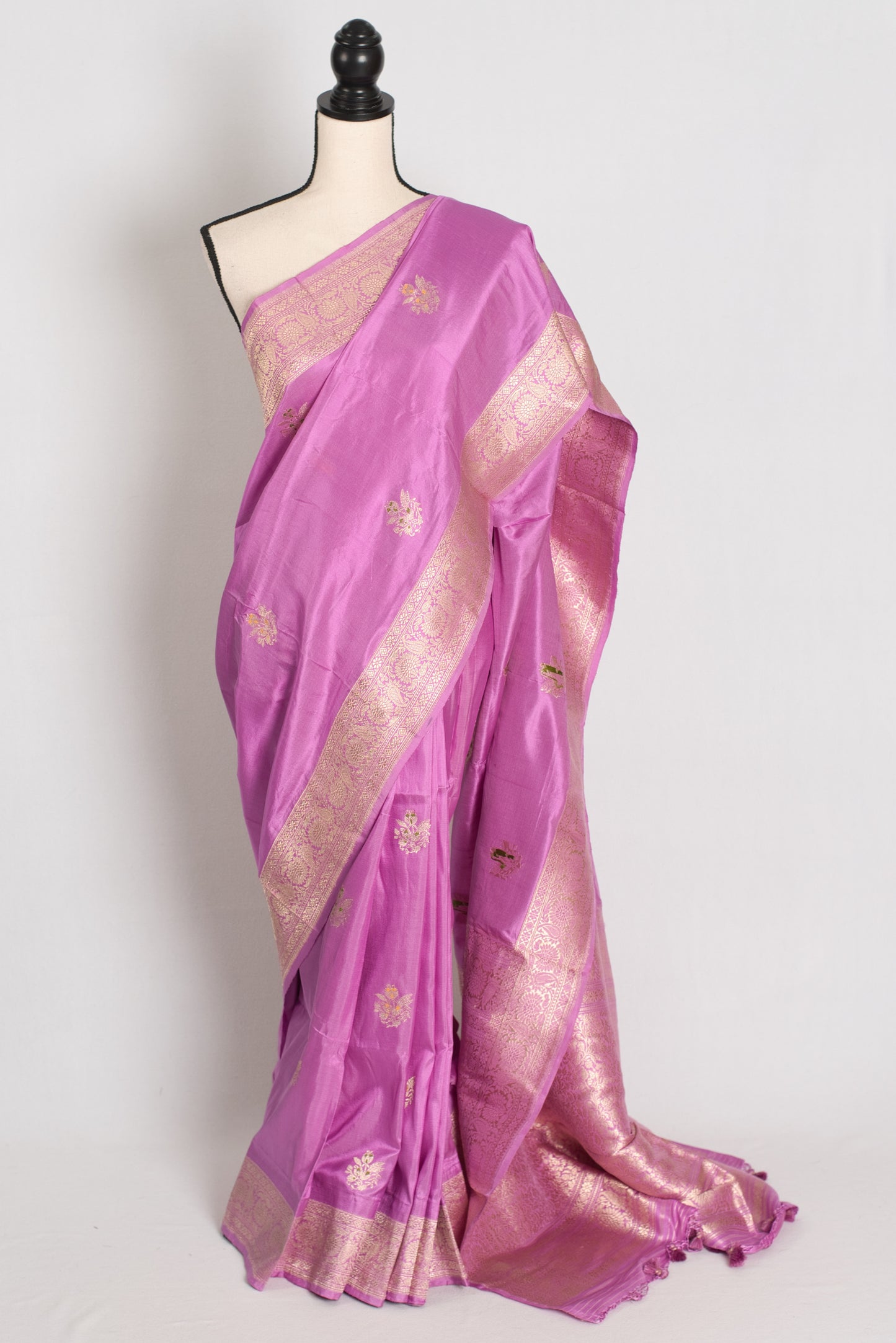 Shukti : Lavender and Gold Minakari Banarasi Kadwa Silk Saree image 0