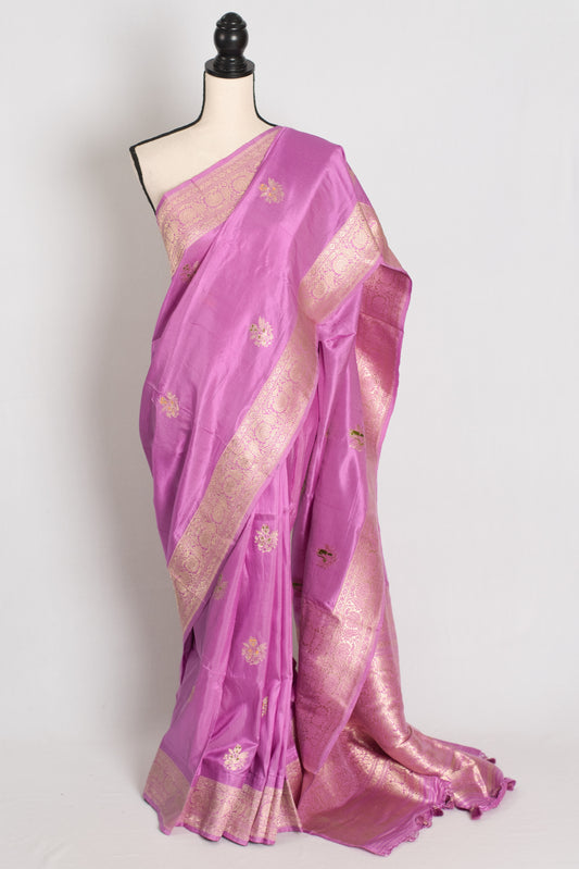 Shukti : Lavender and Gold Minakari Banarasi Kadwa Silk Saree image 0