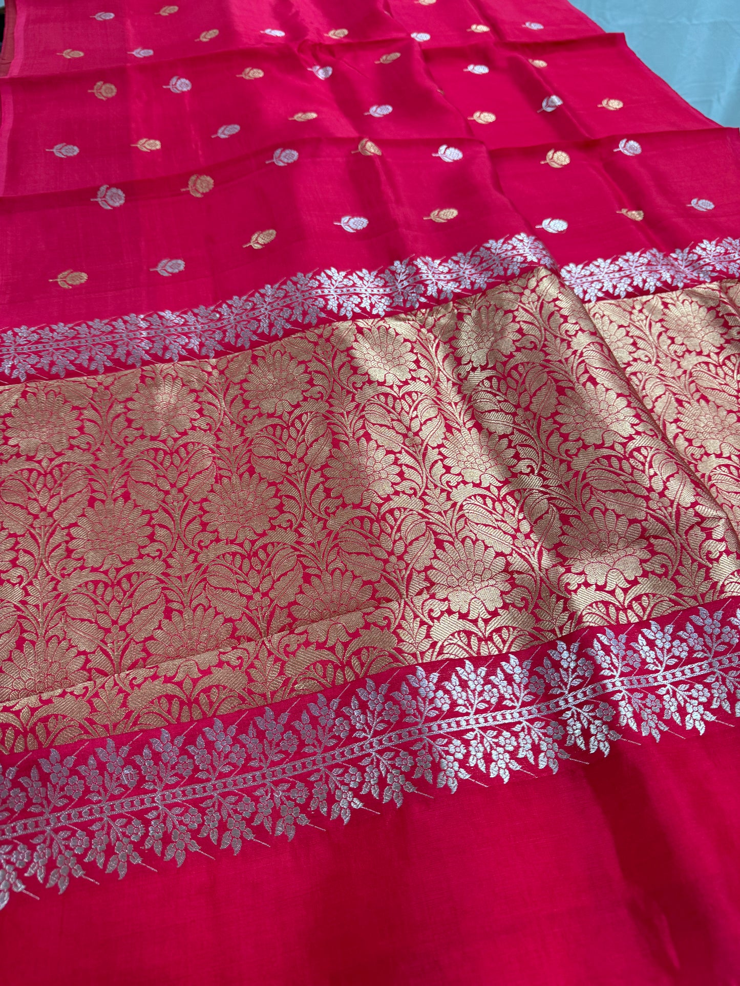 Scarlet Blossom : Silk Mark Certified Lightweight Red Banarasi Saree image 6