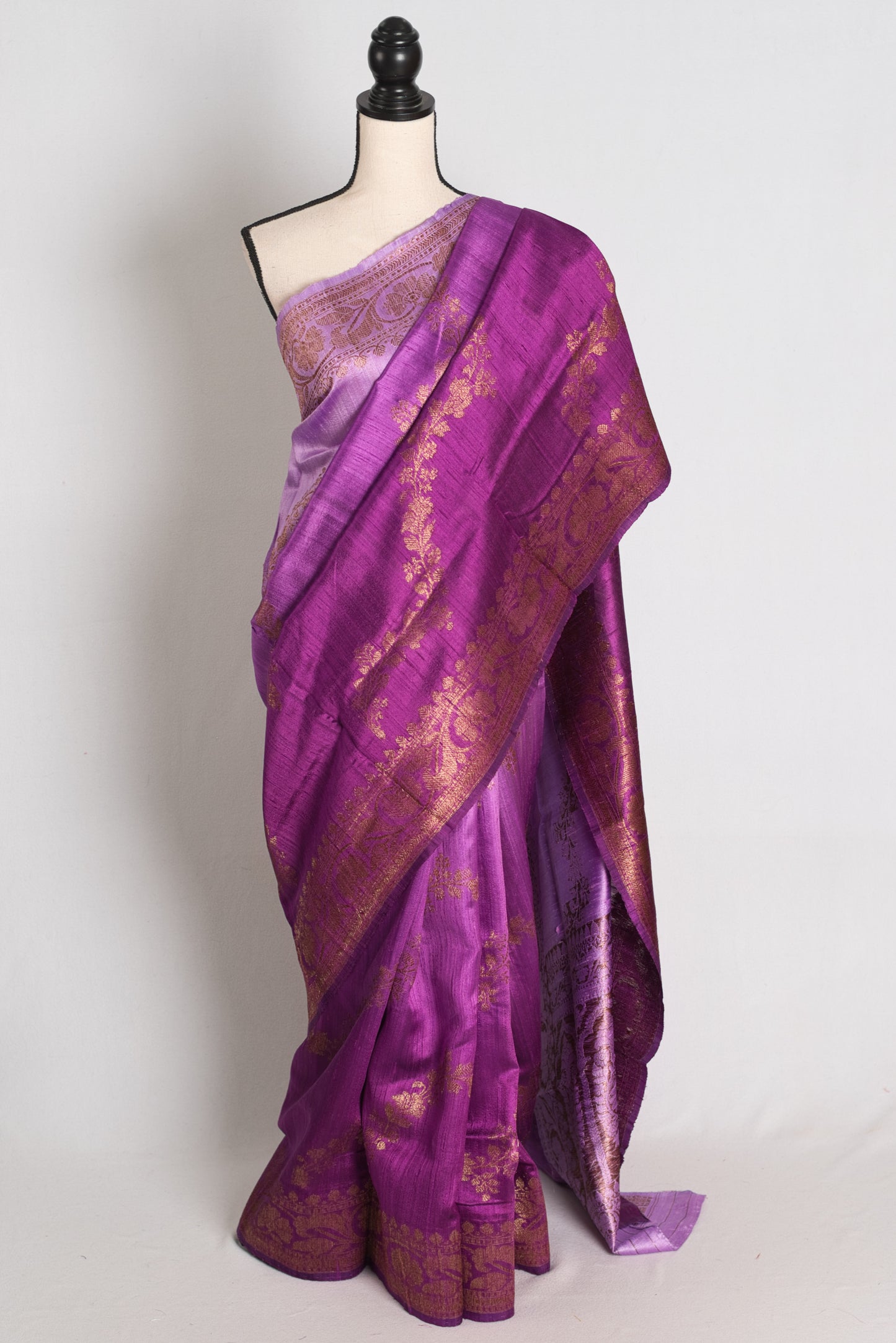 Siya : Mauve and Purple Ombre Raw Silk Handloom Banarasi Saree | Silk Mark image 0