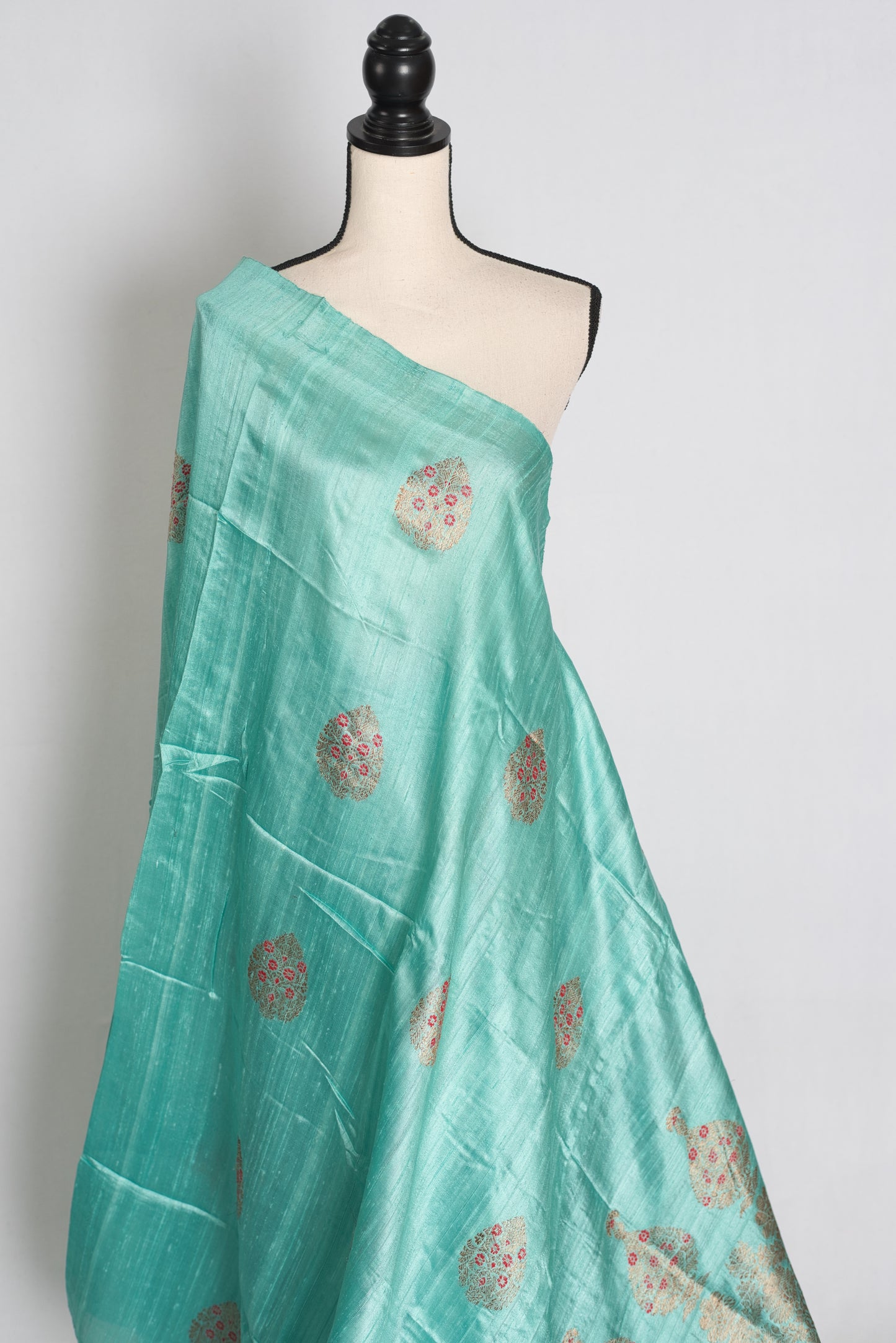 Disha : Mint Green Raw Silk Banarasi Saree | Silk Mark Certified image 4