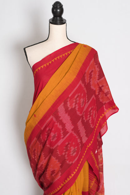Priya: Ochre Brown and Red Soft Cotton Dhaniakhali Traditional Bengali Saree image 2
