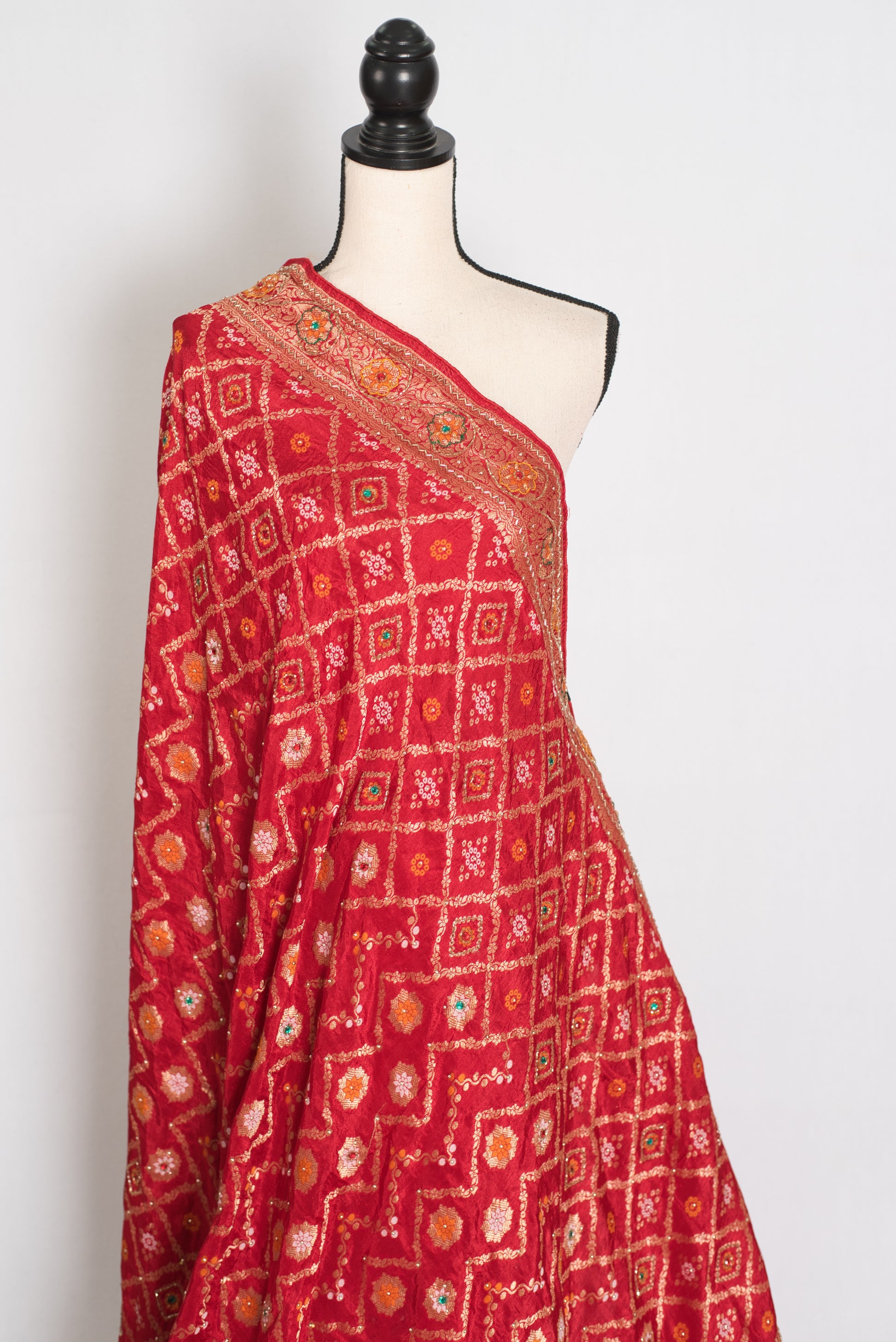Rukhmini | Red Dola Silk Bridal Banarasi Saree | Hand Embroidery Work image 4