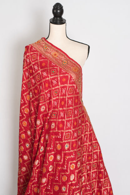 Rukhmini | Red Dola Silk Bridal Banarasi Saree | Hand Embroidery Work image 4
