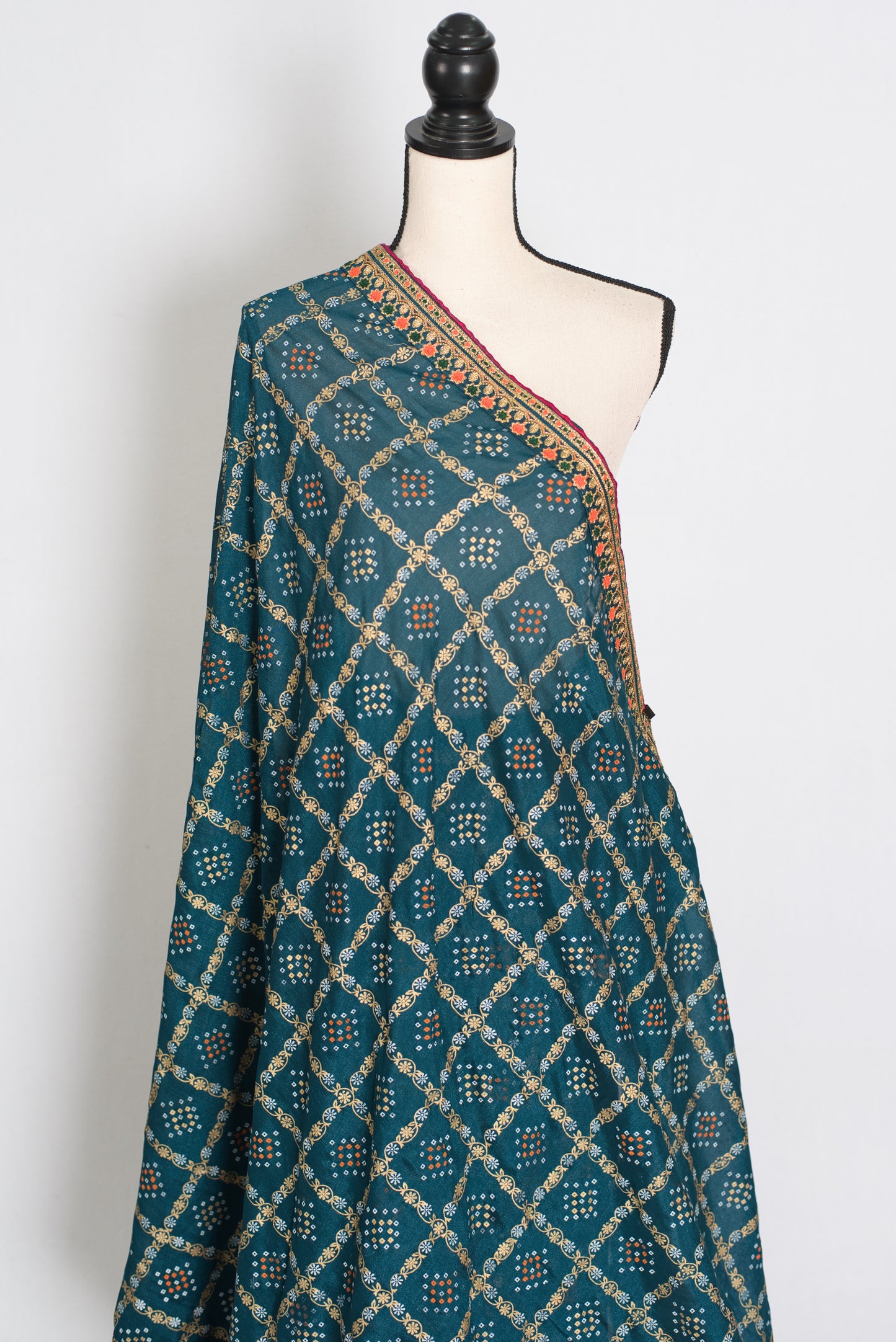 Gini | Greenish Blue Gharchola Saree| Budget-Friendly Lightweight Festive Wear image 4