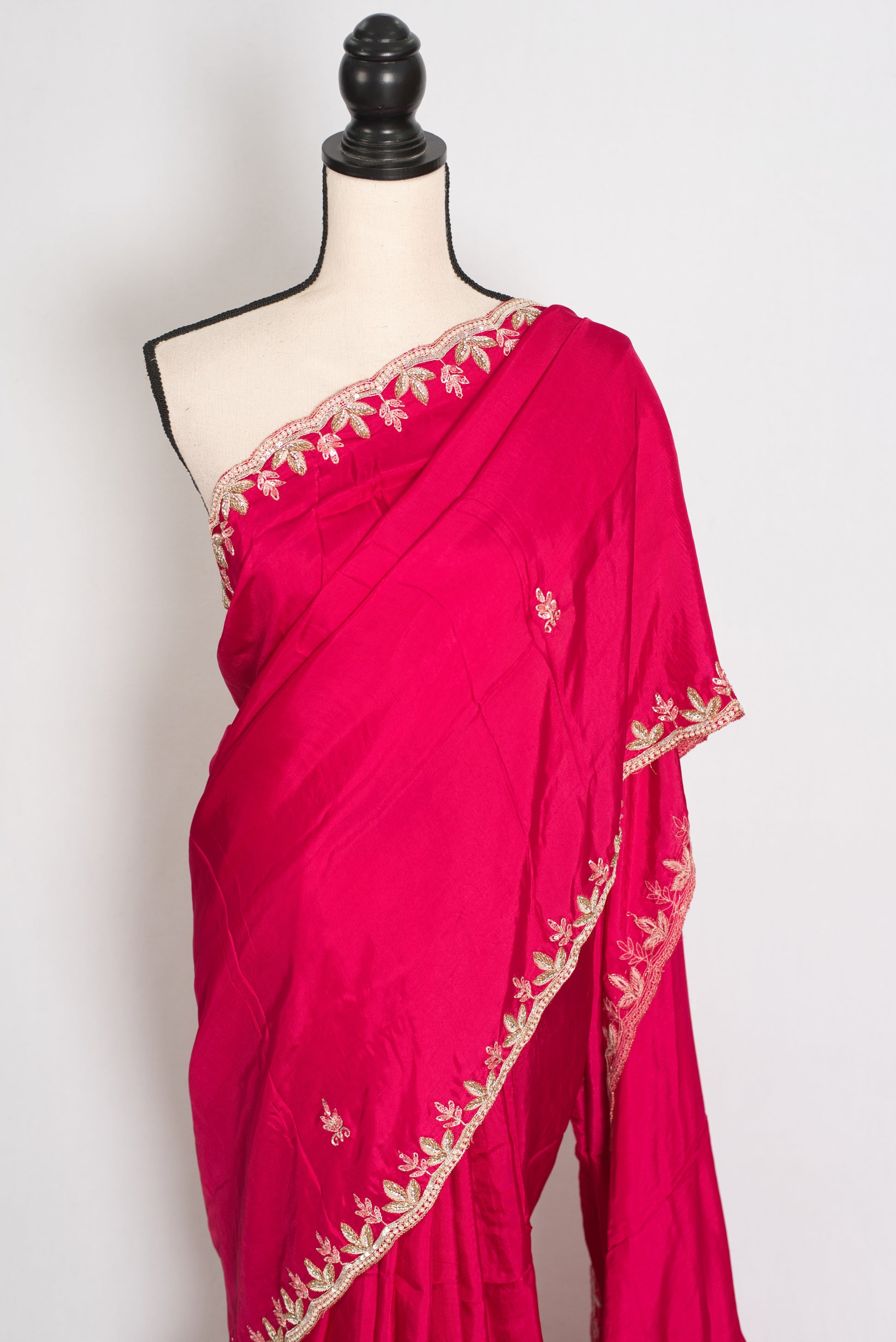 Sunaina: Dark Pink Designer Saree with Zardosi & Stone Work | Partywear image 6