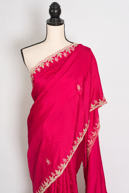 Sunaina: Dark Pink Designer Saree with Zardosi & Stone Work | Partywear image 6