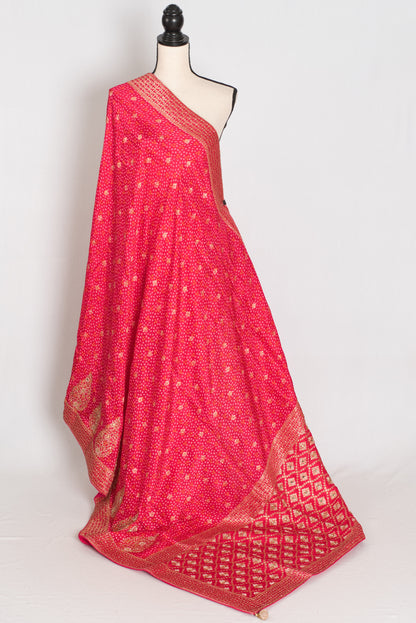 Mili | Hot Pink Dola Silk Embroidery Saree | Sequins & Zari Accents image 1