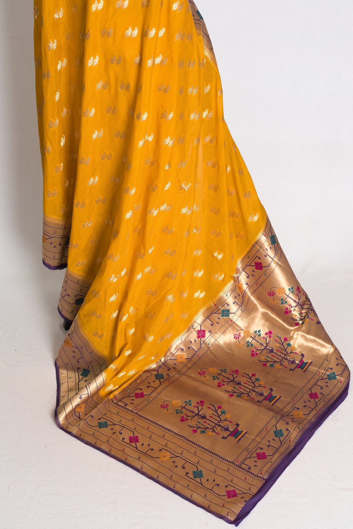 Diya: Yellow and Purple Paithani Semi Silk Saree image 3