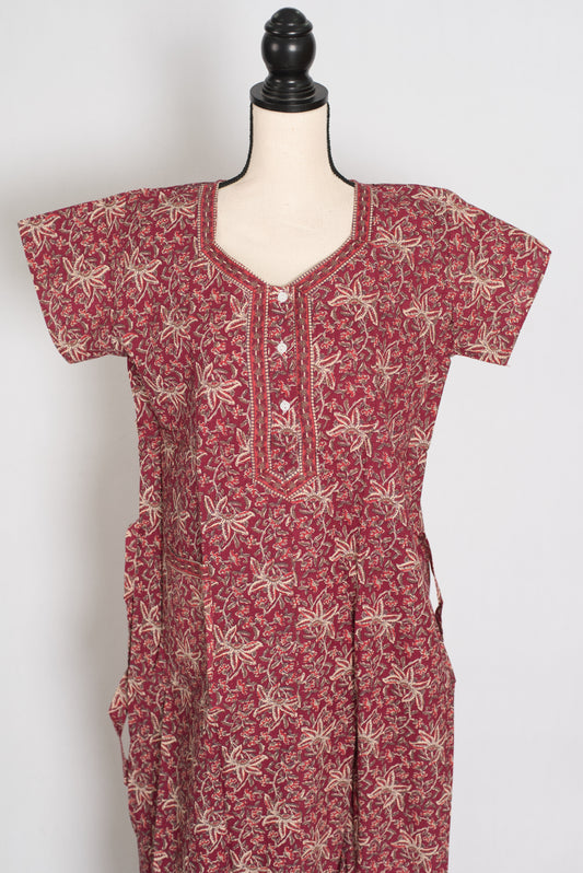 Pure Cotton Traditional Floral Block Print Nightgown image 0