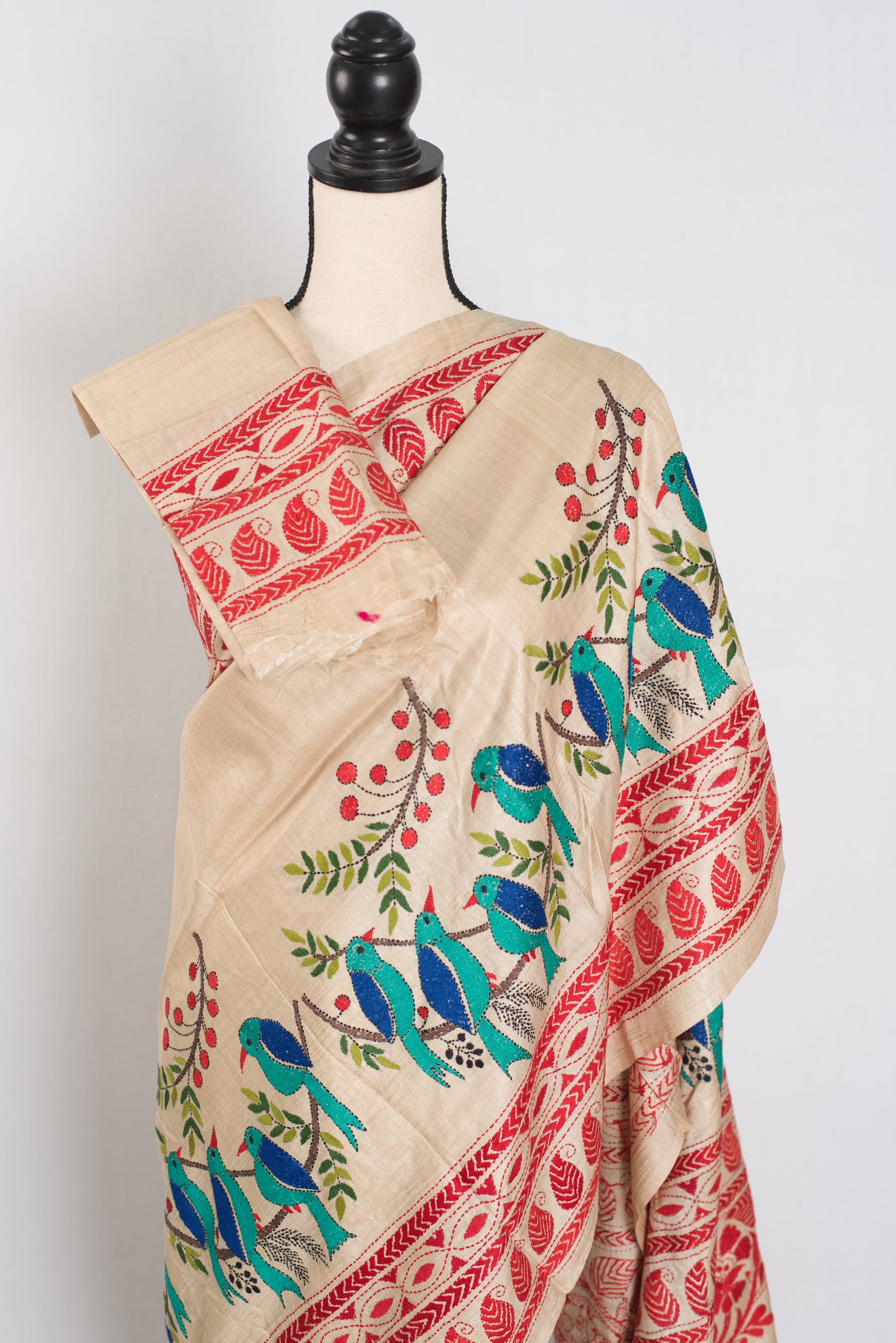 Stuti | Exclusive Bird Motif Hand-Embroidered Gachi Tussar Silk Saree image 2