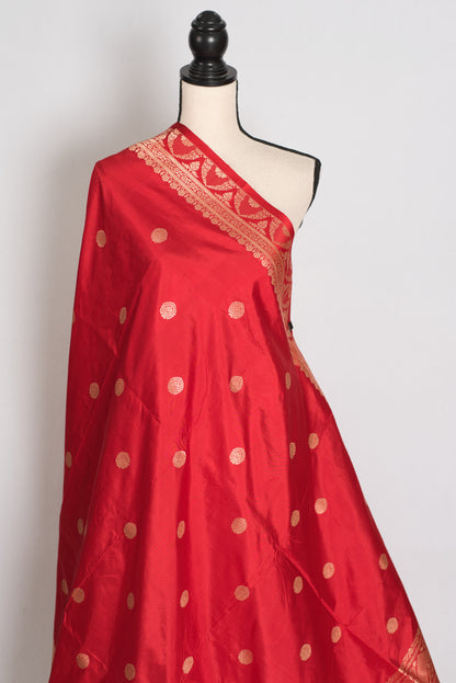 Radha : Red and Gold Handwoven Pure Silk Bridal Banarasi Saree | Silk Mark image 4