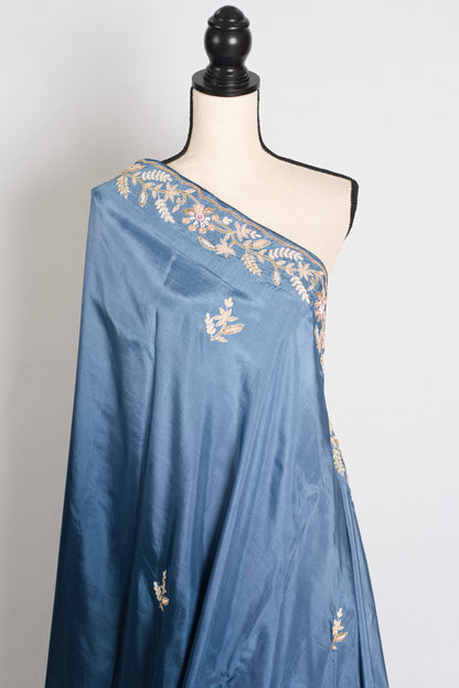 Aanya : Hand Embroidered Zardozi Party Wear Saree in Shades of Blue image 4