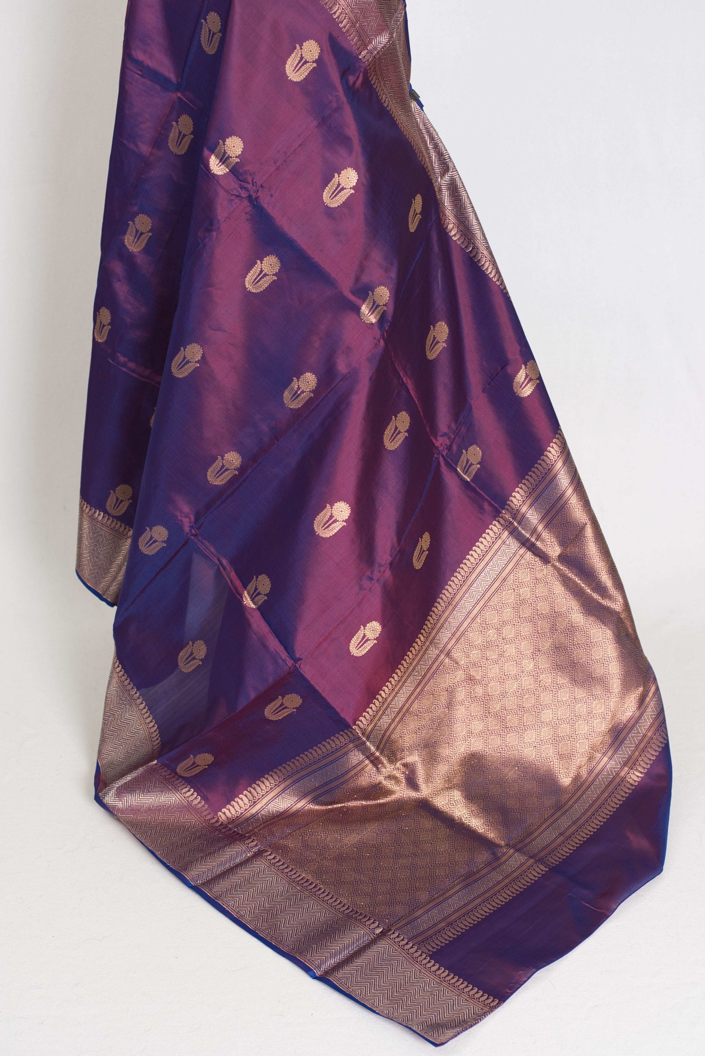 Zaina : Silk Mark Certified Purple Banarasi Silk Saree with Resham Thread Work image 3