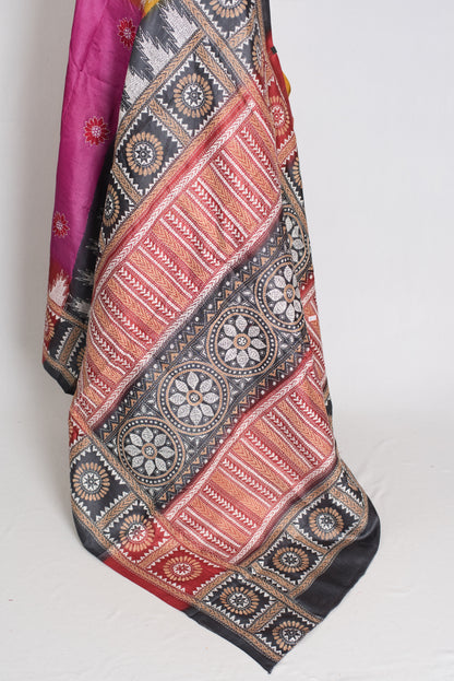 Anahita : Silk Mark Certified Tussar Silk Hand Embroidery Kantha Stitch Saree image 3