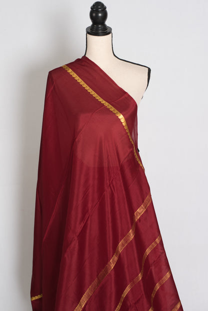 Mekhla Maroon and Gold Pure Mysore Crepe Silk Saree – Silk Mark Certified image 3