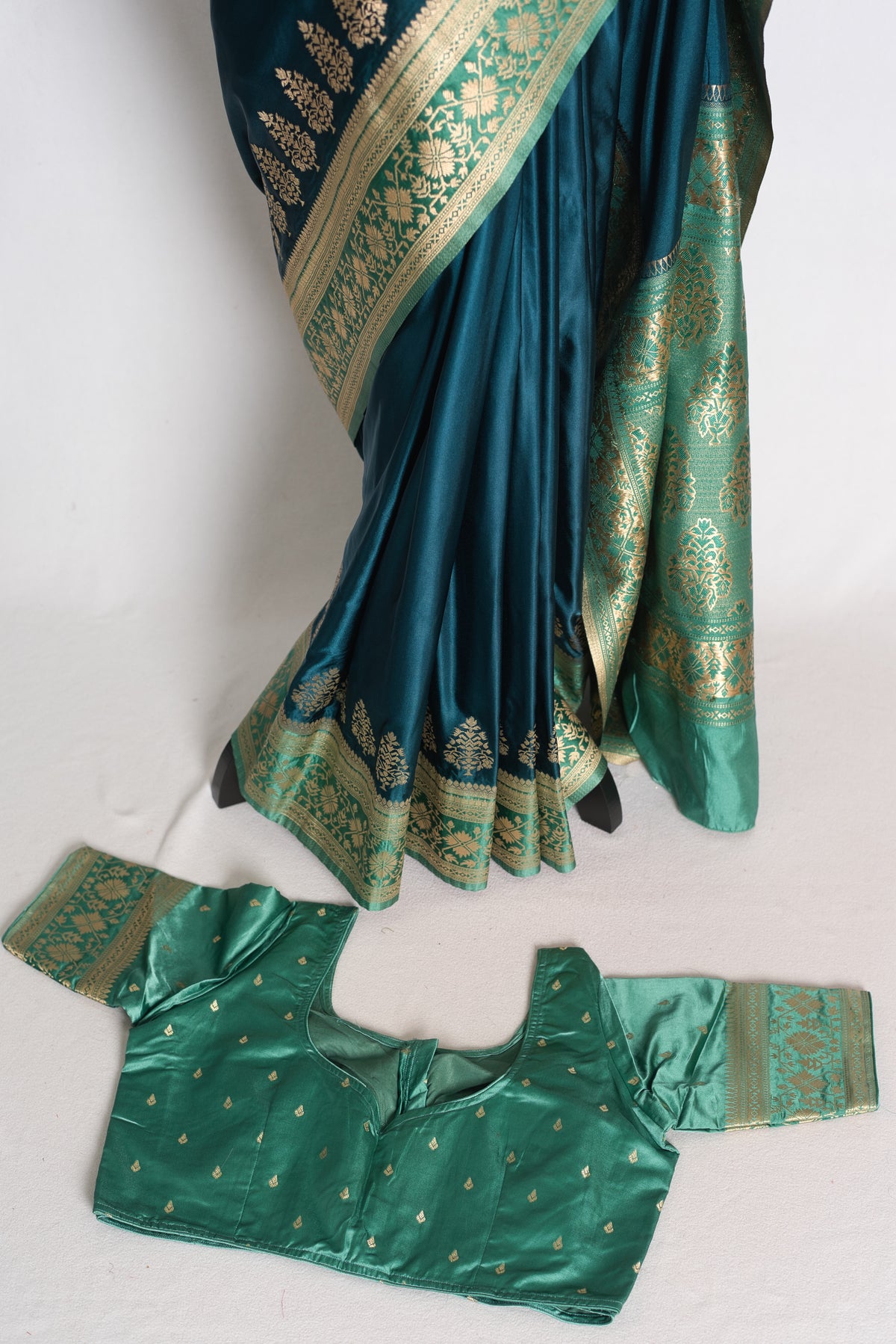 Aarna: Blue Semi Mashru Valkalam Banarasi Silk Saree with 40 Size Blouse image 1