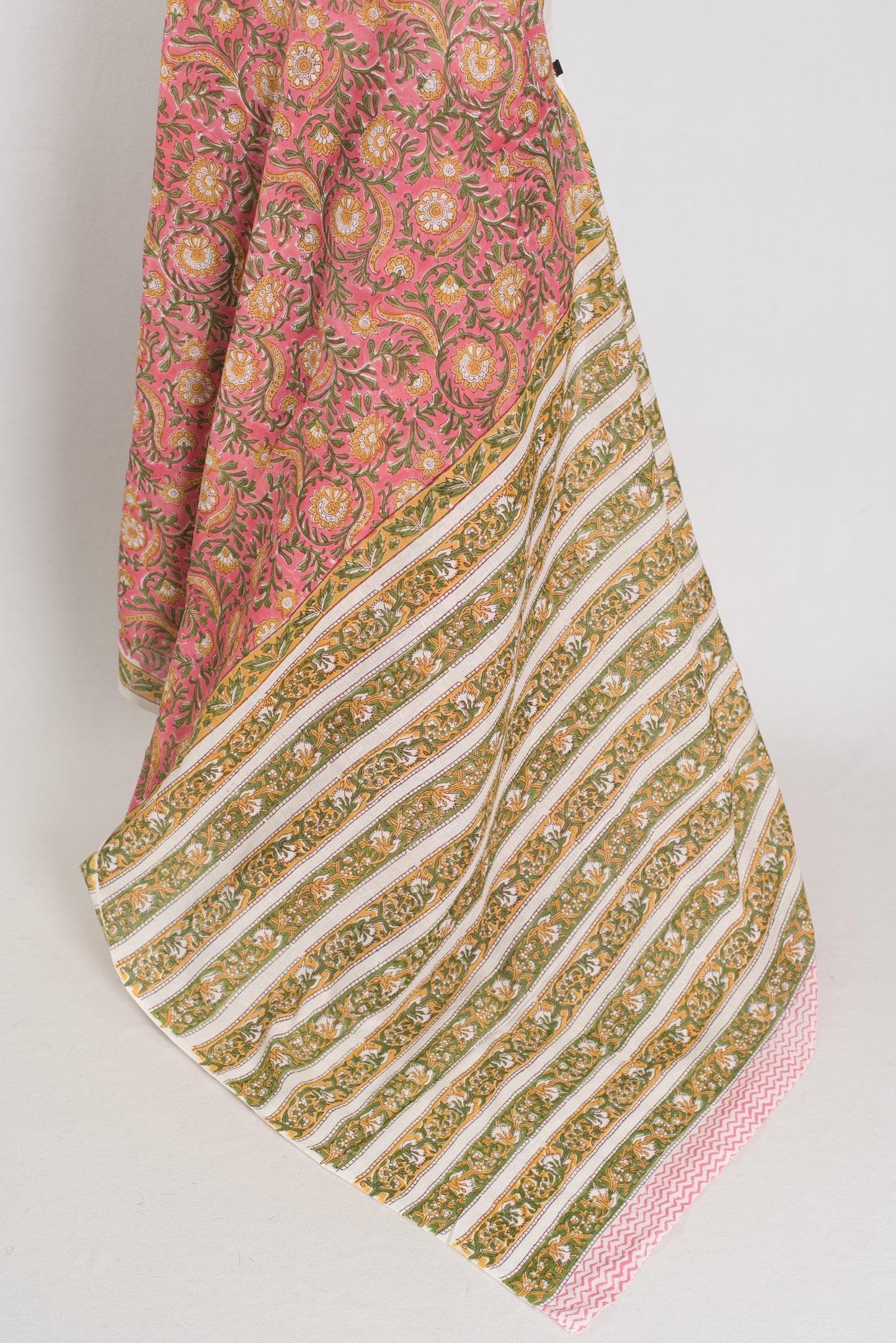 Jia: Pink Kalamkari Printed Mulmul Cotton Saree | Soft Lightweight Handloom image 3