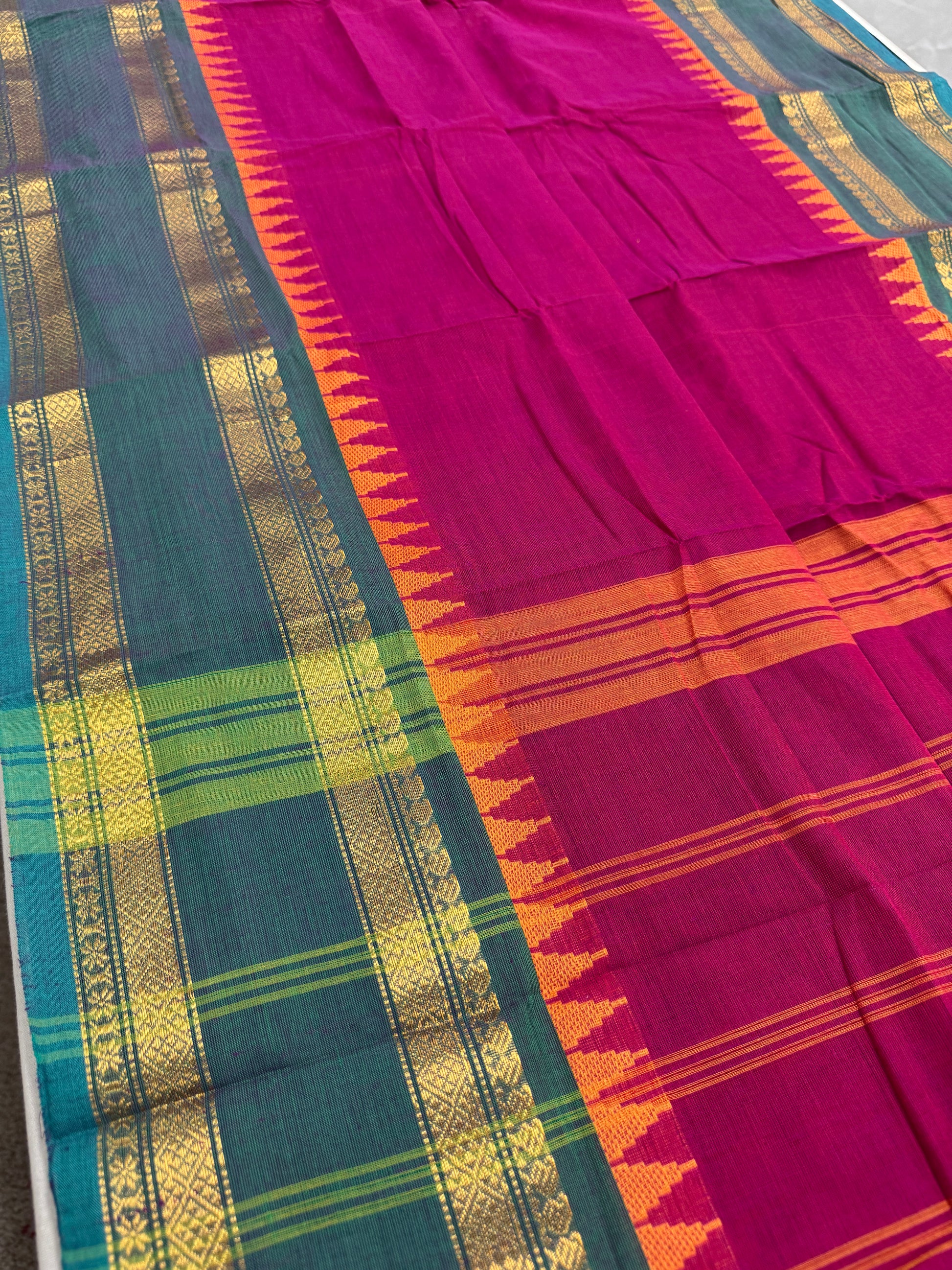 Kaviya: Dark Pink Kanchi Cotton Saree - Handwoven South Indian Elegance image 0