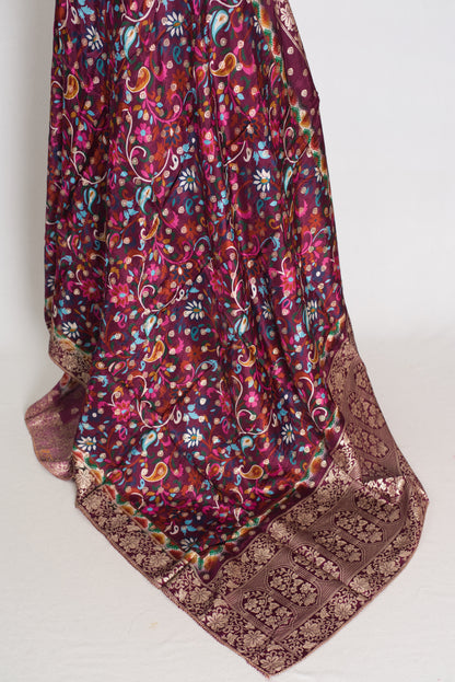 Nandini : Purple Dola Silk Printed Banarasi Dupatta image 2