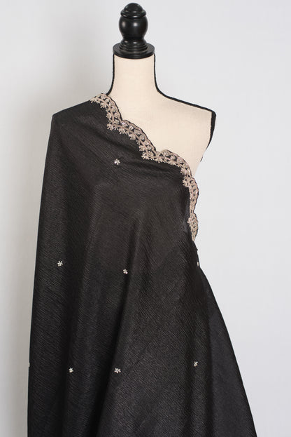 Sunayna | Black Crush Tissue Designer Partywear Saree - Bollywood Fashion image 4