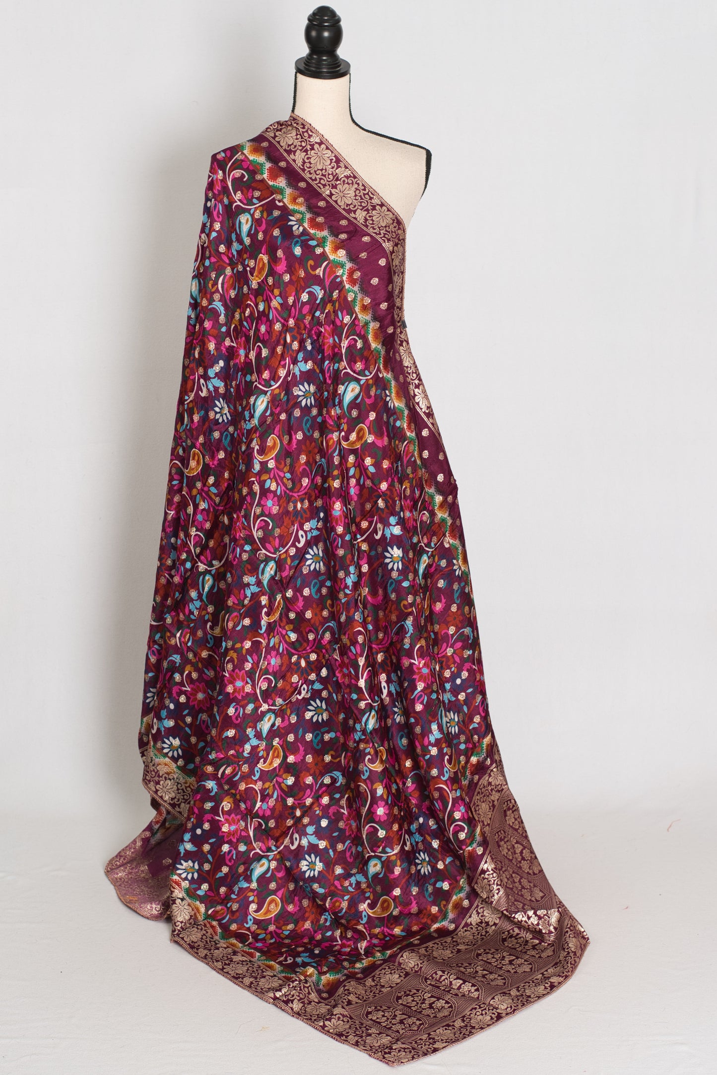 Nandini : Purple Dola Silk Printed Banarasi Dupatta image 1