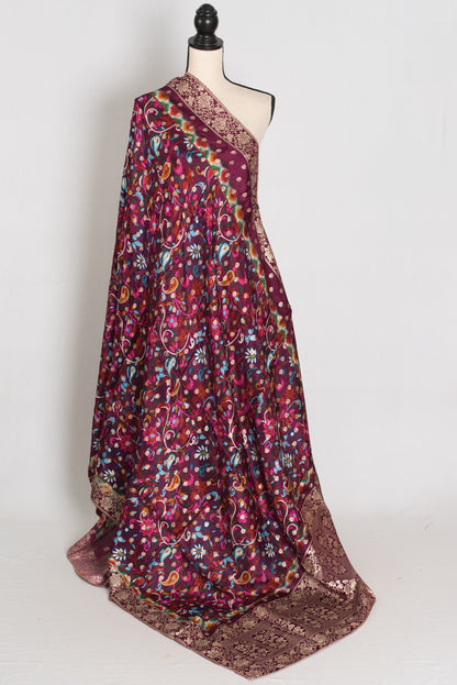 Nandini : Purple Dola Silk Printed Banarasi Dupatta image 1