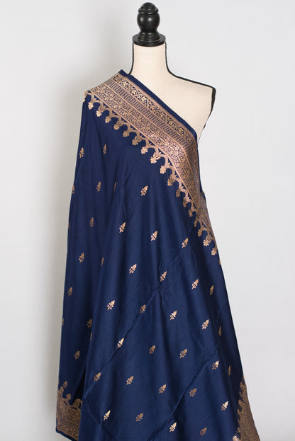 Ayesha | Midnight Blue Premium Mashru Banarasi Silk Saree image 3