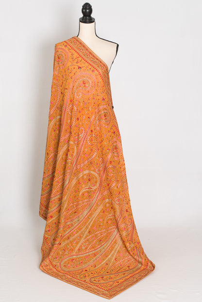 Haldi | Turmeric Yellow Georgette Saree | All-Over Kashmiri Embroidery image 2