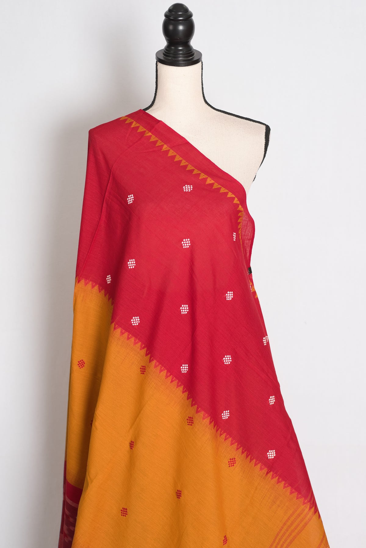 Priya: Ochre Brown and Red Soft Cotton Dhaniakhali Traditional Bengali Saree image 4