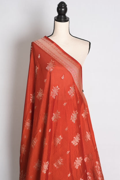 Priya: Rust Brown Lightweight Semi Georgette Banarasi Saree image 4