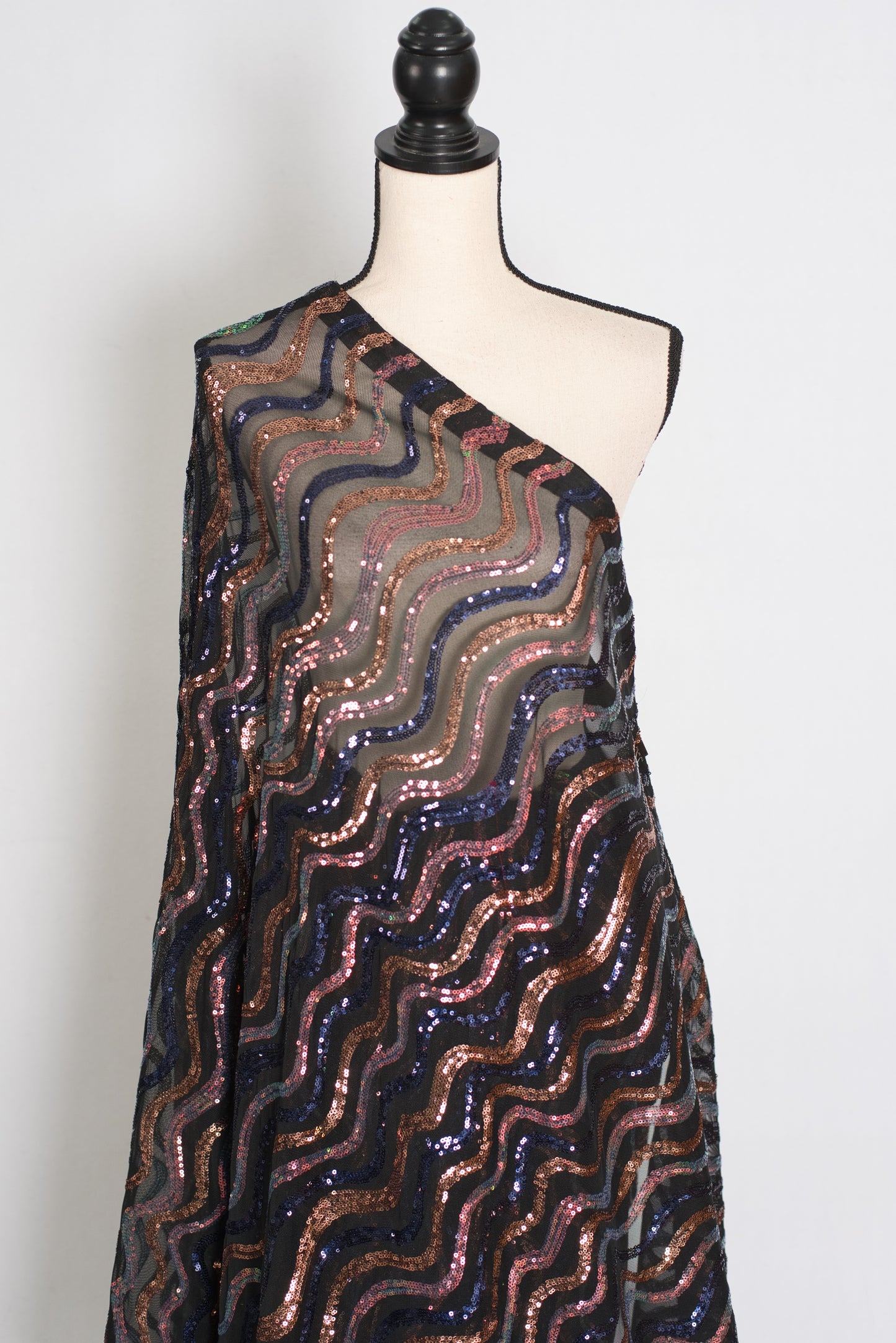 Emi | Black Sequin Cocktail Saree | Partywear with Pre-Stitched Size 38 Blouse image 4