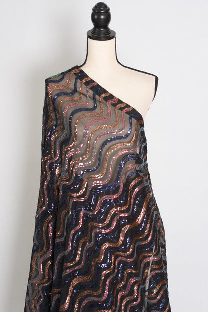 Emi | Black Sequin Cocktail Saree | Partywear with Pre-Stitched Size 38 Blouse image 4