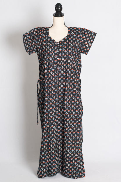 Printed Black Pure Cotton Nightwear in Regular Size image 1