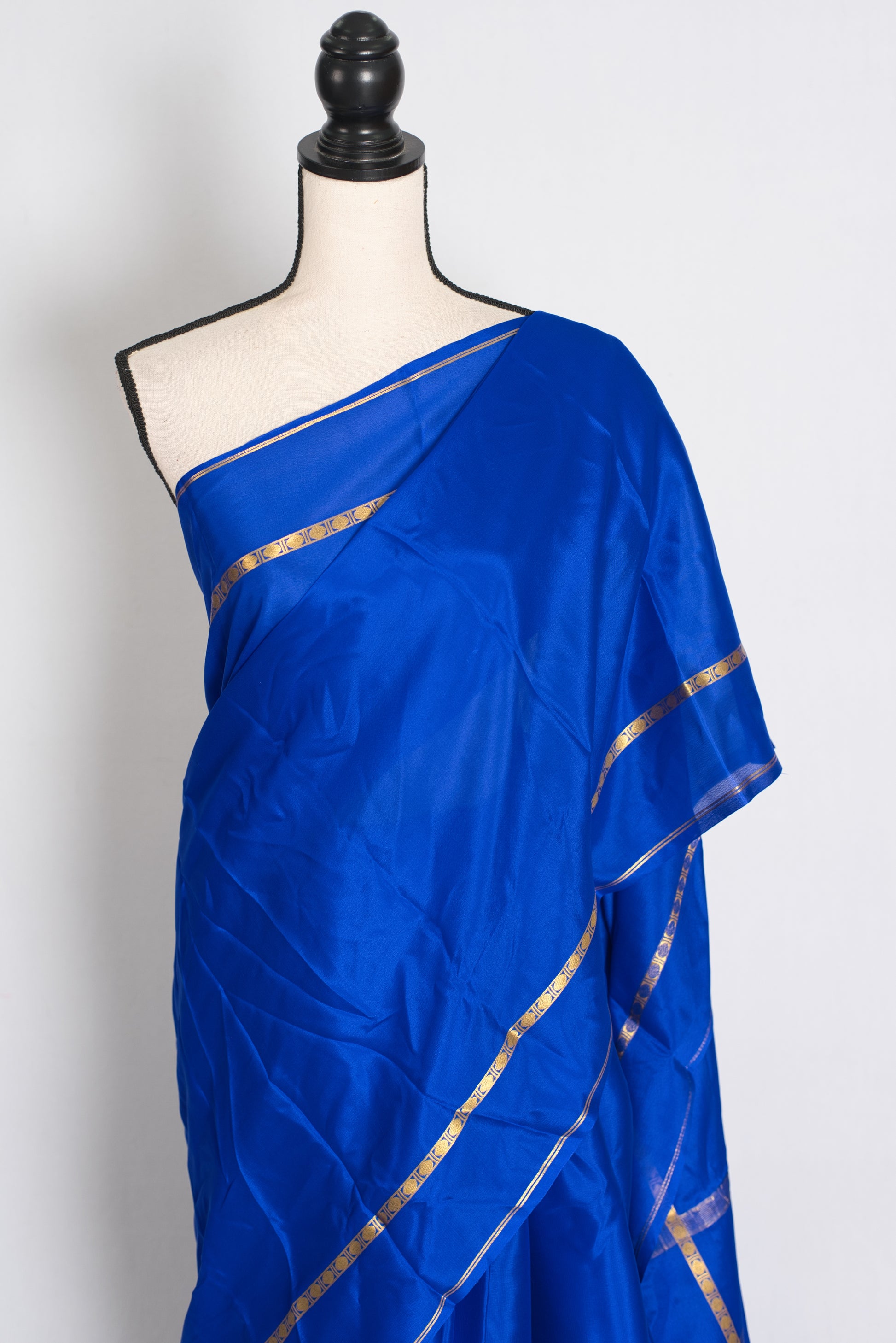 Mythili Royal Blue Pure Mysore Crepe Silk Saree – Silk Mark Certified image 6
