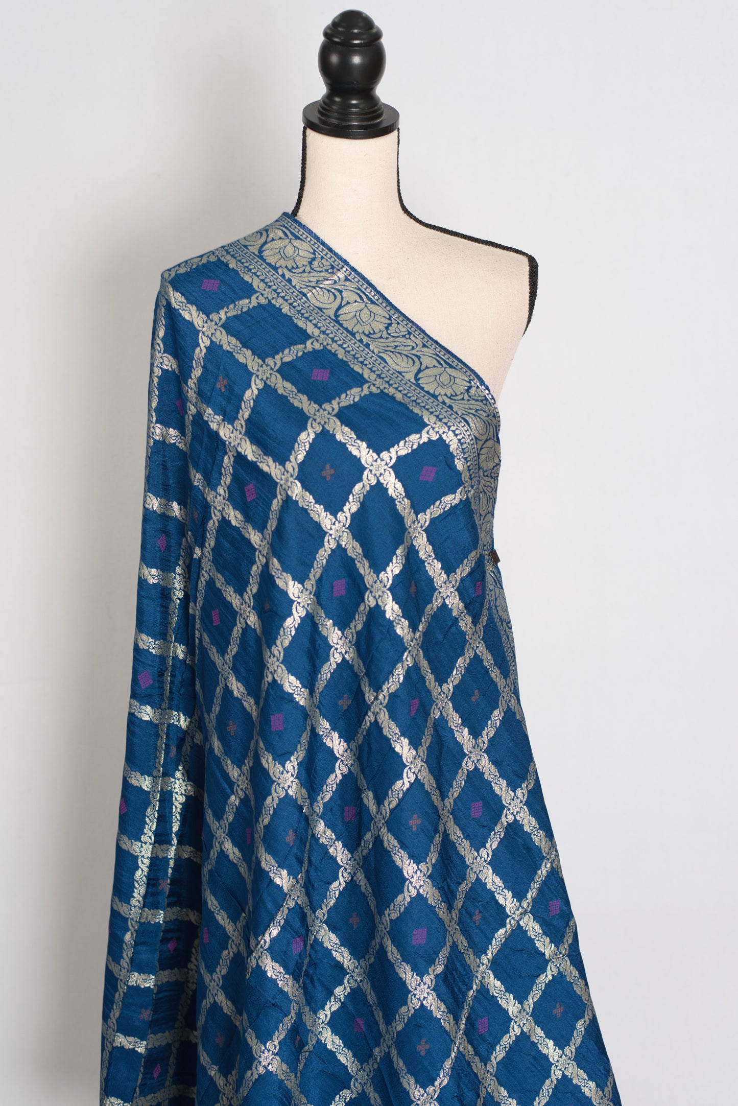 Mahi : Blue Gharchola Dola Silk Banarasi Dupatta image 0