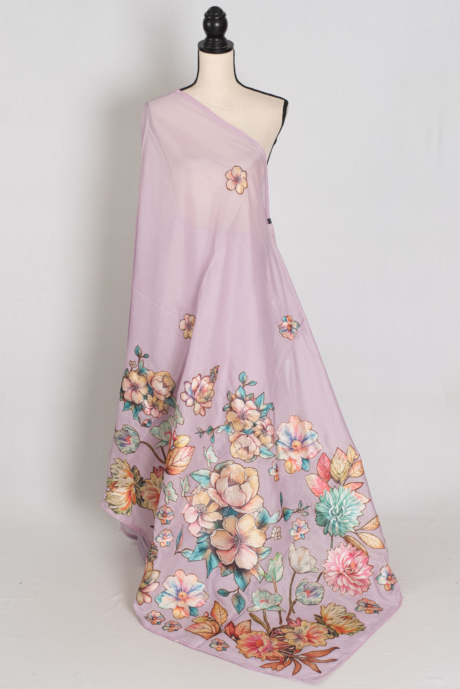 Mouli | Lavender Semi Silk Kota Saree with Designer Floral Applique Work image 1