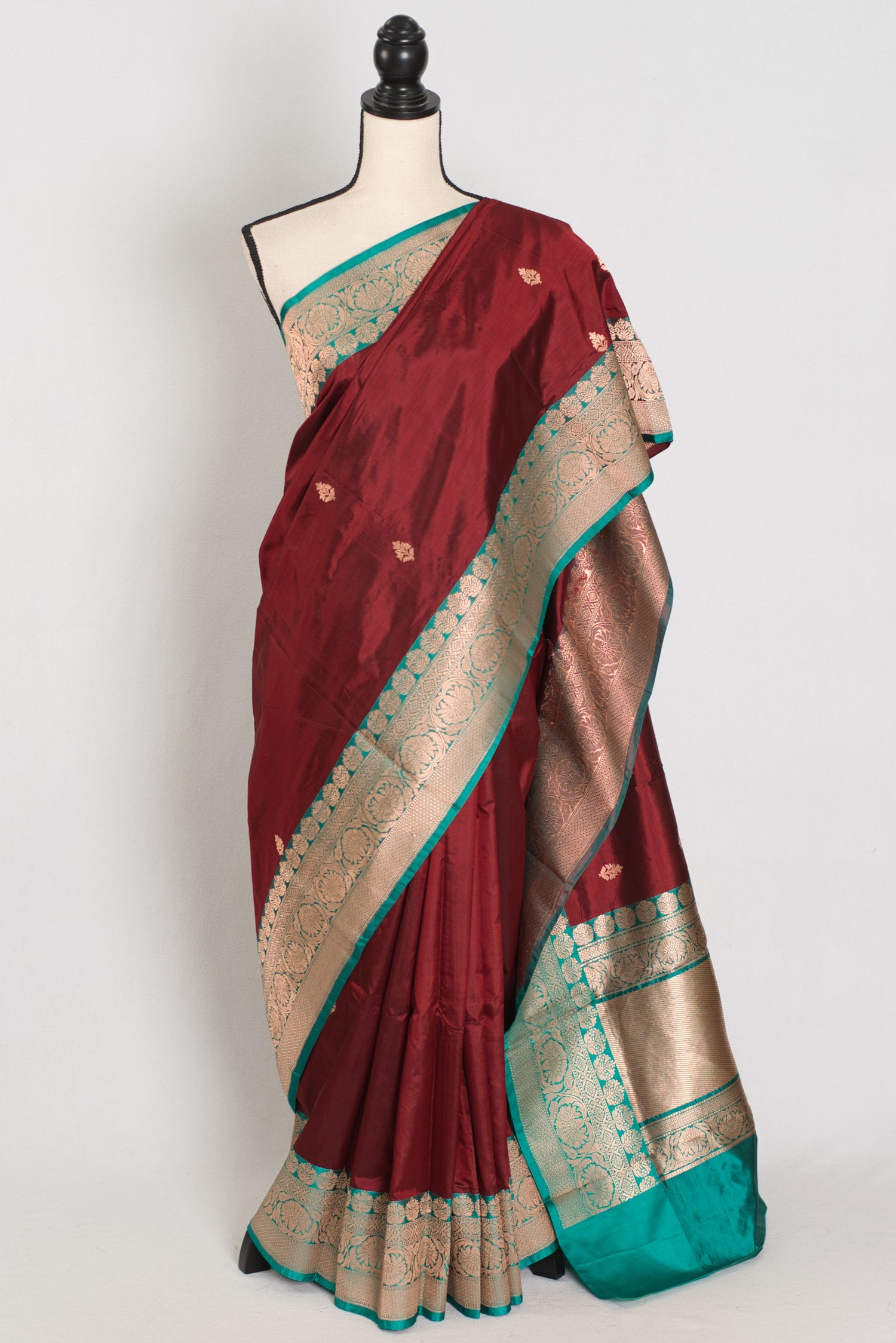 Kalpana | Brown Pure Katan Silk Banarasi Saree with 40 Size Stitched Blouse image 0