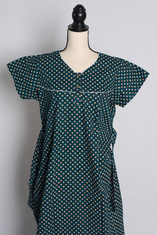 Dark Green Pure Cotton Indian Women Nighty in Size 2 XL image 0