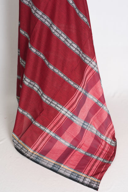 Dark Red and Black Dhaniakhali saree — border detail