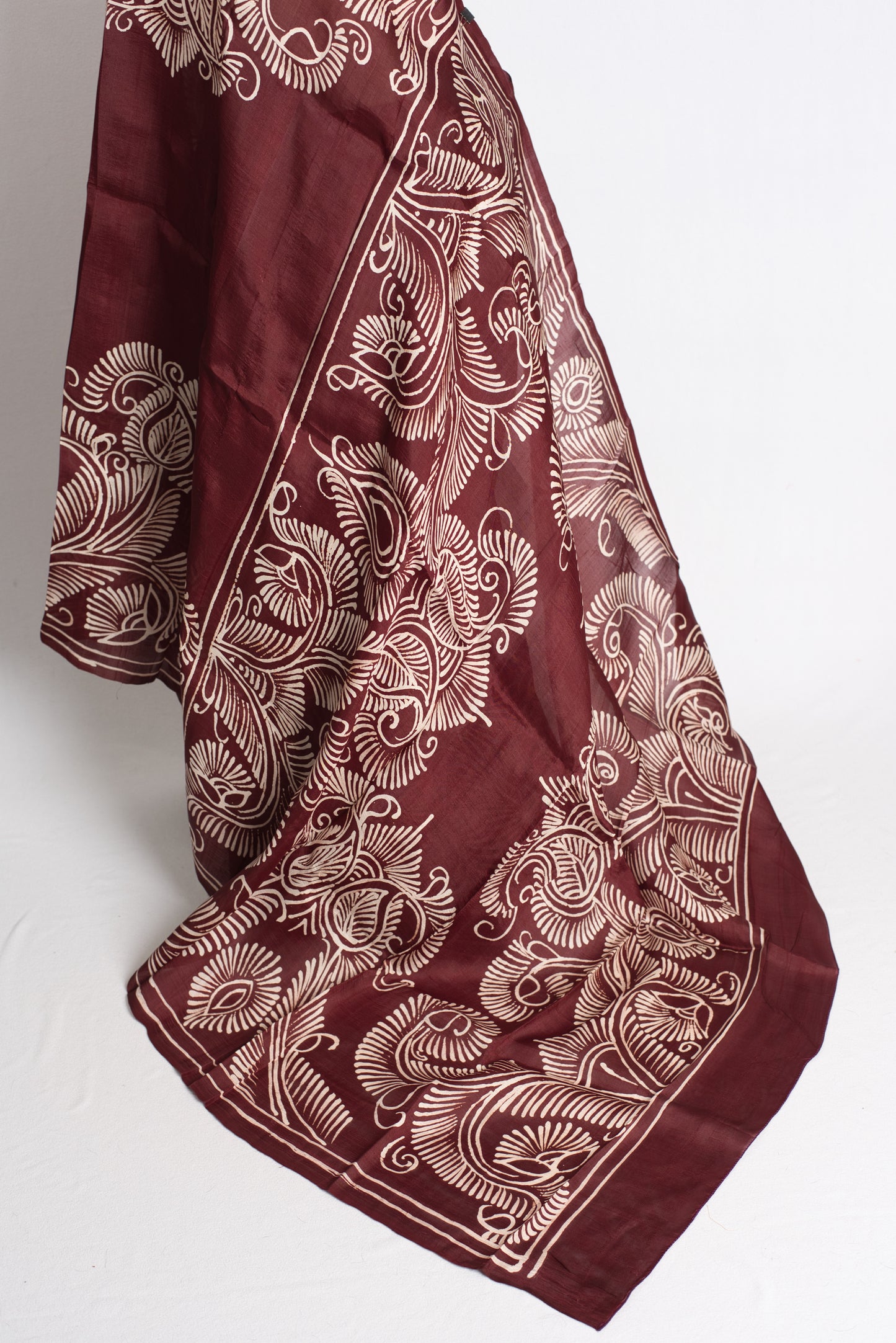 Kavya - Coffee Brown Batik Handcrafted Pure Silk Saree image 5