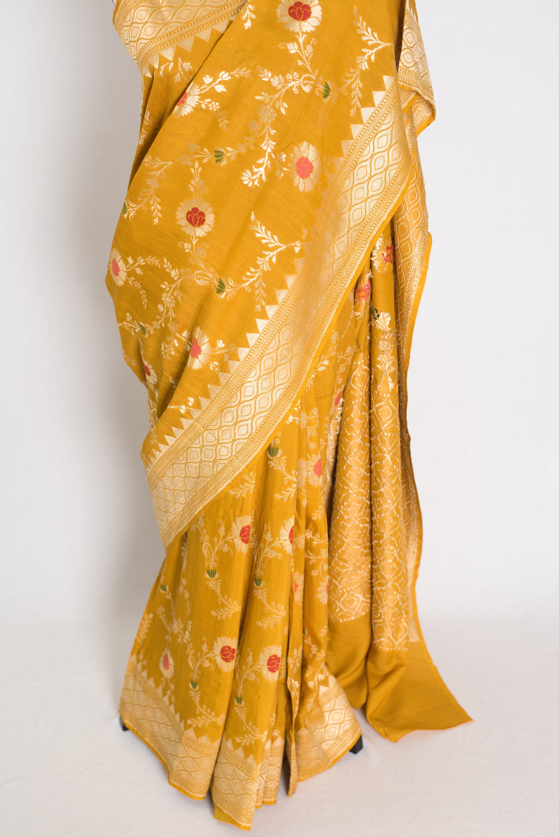Ira: Muga Tussar Banarasi Silk Saree | Floral Woven Design | Silk Mark Certified image 5