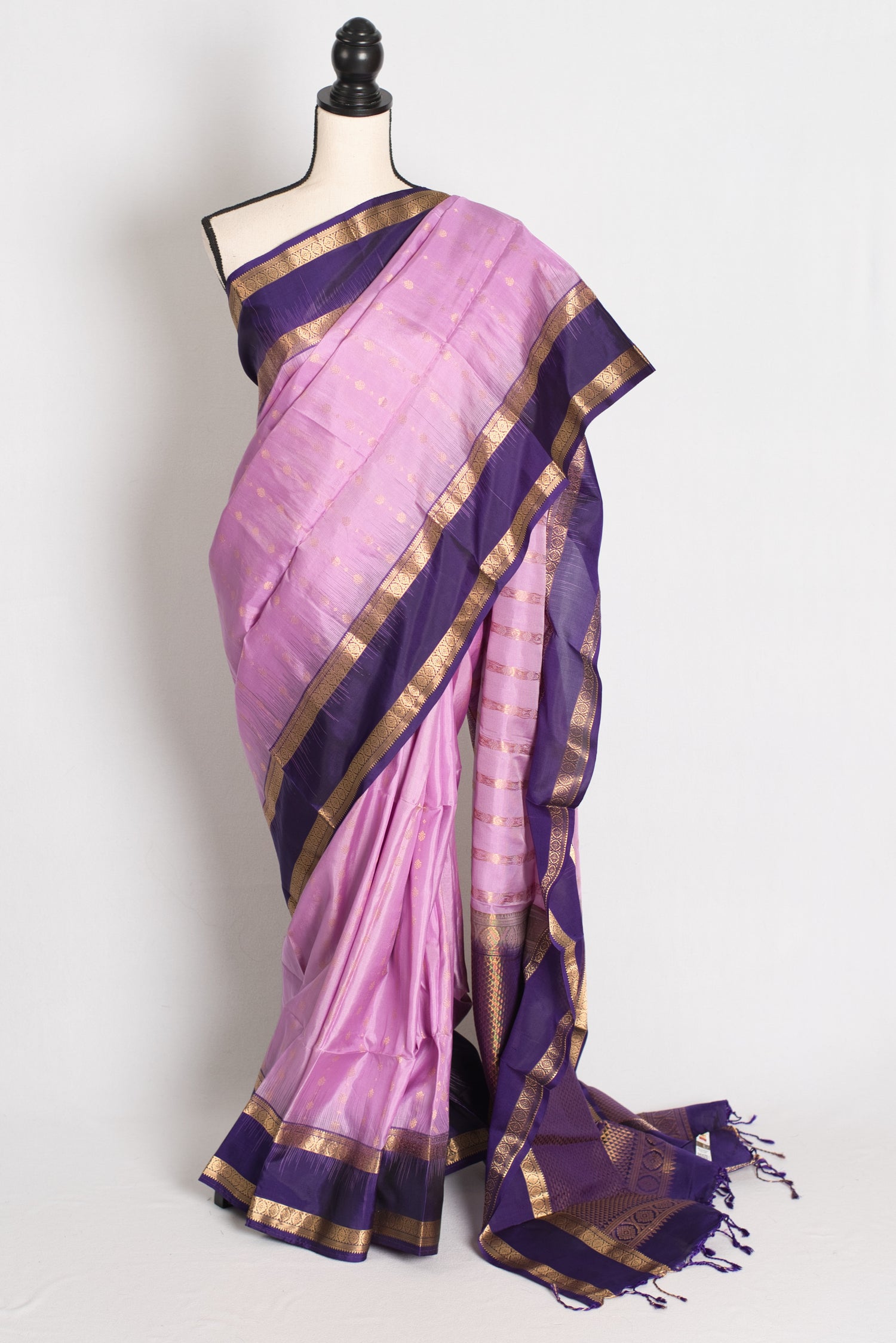 Brinda : Lavender and Purple Silk Mark Certified Kanchipuram Silk Saree image 0