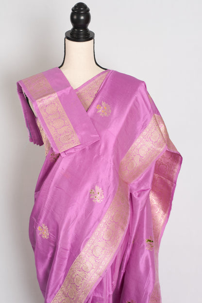Shukti : Lavender and Gold Minakari Banarasi Kadwa Silk Saree image 2